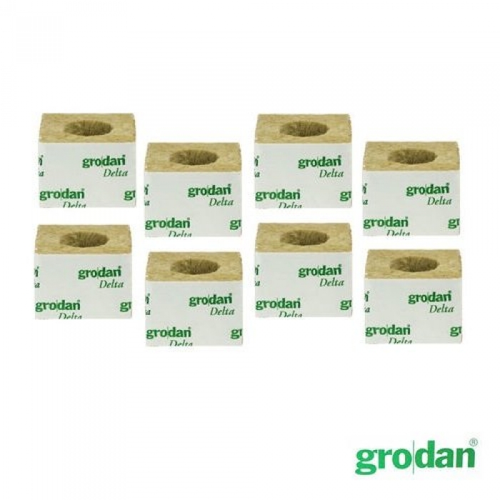 Κύβος Πετροβάμβακα Grodan 3'' με μεγάλη τρύπα (75x75mm)