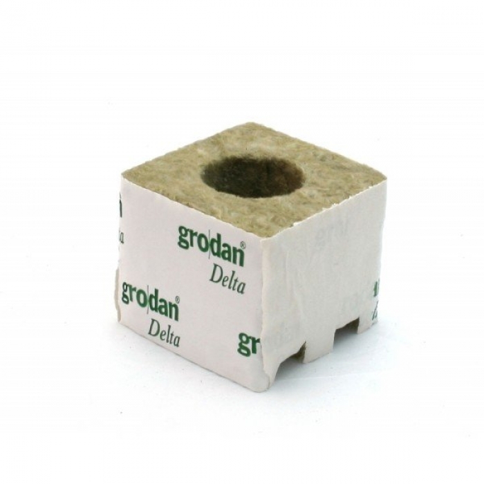 Κύβος Πετροβάμβακα Grodan 3'' με μεγάλη τρύπα (75x75mm)