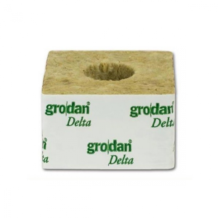 Κύβος Πετροβάμβακα Grodan 4'' με μεγάλη τρύπα (100x100mm)