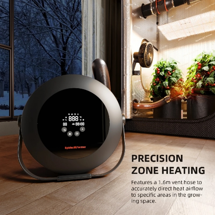 Spider Farmer 540W Indoor Heater with Temp, Day-Night Sensors – 4 Modes & 24H Timer