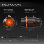 Spider Farmer 100mm Inline Duct Fan with Speed Controller 345mᶟ/h